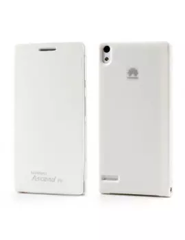 Cover Flip a Portafoglio Slim per Huawei Ascend P6 (Bianco)