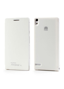 Cover Flip a Portafoglio Slim per Huawei Ascend P6 (Bianco)