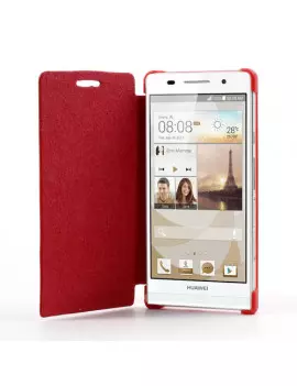 Cover Flip a Portafoglio Slim per Huawei Ascend P6 (Rosso)