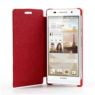 Cover Flip a Portafoglio Slim per Huawei Ascend P6 (Rosso)