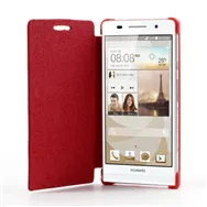 Cover Flip a Portafoglio Slim per Huawei Ascend P6 (Rosso)