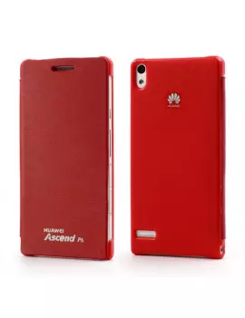 Cover Flip a Portafoglio Slim per Huawei Ascend P6 (Rosso)