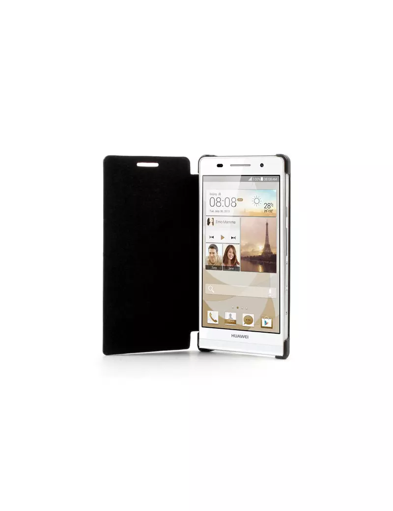 Cover Flip a Portafoglio Slim per Huawei Ascend P6 (Nero)