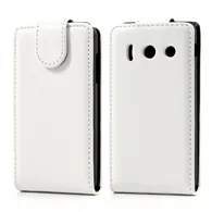 Cover Flip Verticale in Ecopelle per Huawei Ascend Y300 U8833 (Bianco)