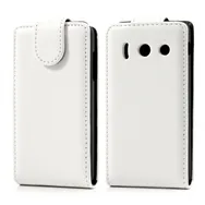 Cover Flip Verticale in Ecopelle per Huawei Ascend Y300 U8833 (Bianco)