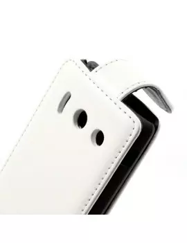 Cover Flip Verticale in Ecopelle per Huawei Ascend Y300 U8833 (Bianco)