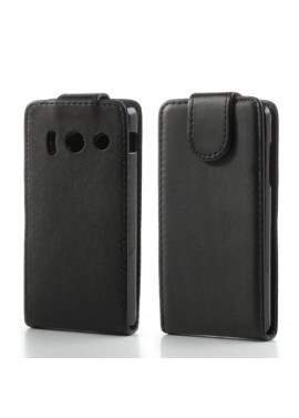Cover Flip Verticale in Ecopelle per Huawei Ascend Y300 U8833 (Nero)