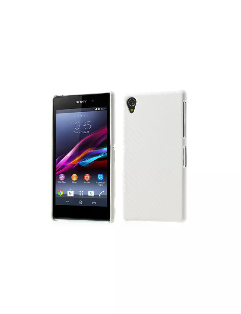 Cover Cabon Look per Sony Xperia Z1 Bianco 5712579047984