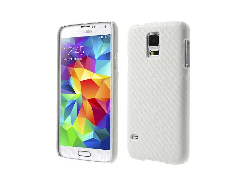 Cover Carbon Look per Samsung Galaxy S5 G900 Bianco 5712579002242 Cover Carbon Look per Samsung Galaxy S5 G900 Bianco 5712579002242