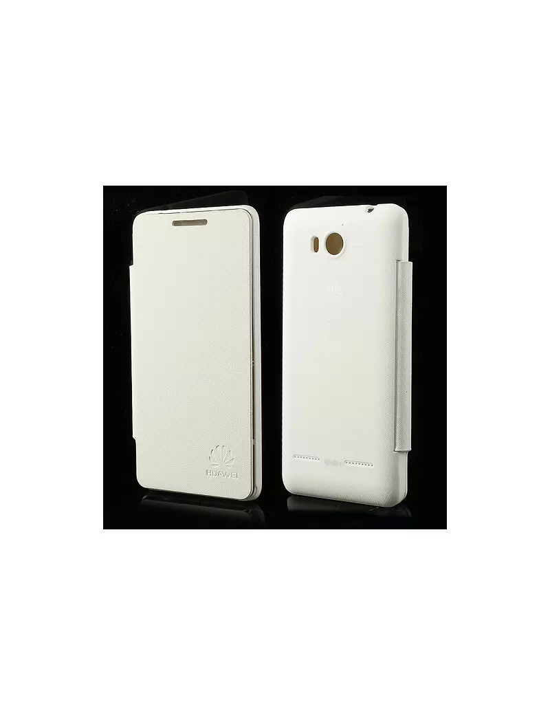 Cover Copribatteria Flip a Portafoglio per Huawei Ascend G600 (Bianco)