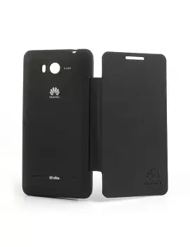 Cover Copribatteria Flip a Portafoglio per Huawei Ascend G600 Nero