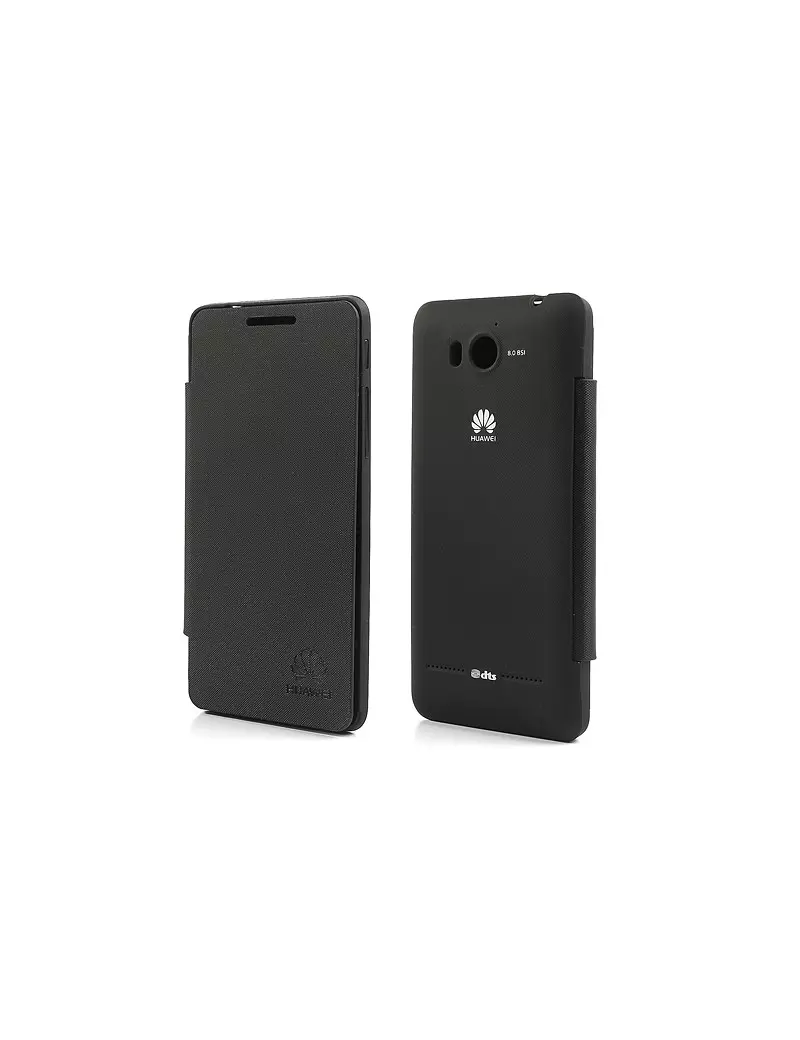 Cover Copribatteria Flip a Portafoglio per Huawei Ascend G600 Nero