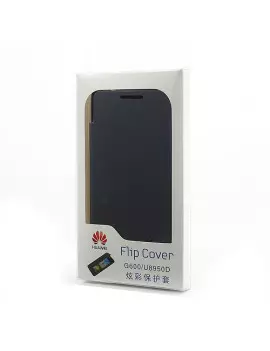 Cover Copribatteria Flip a Portafoglio per Huawei Ascend G600 Nero