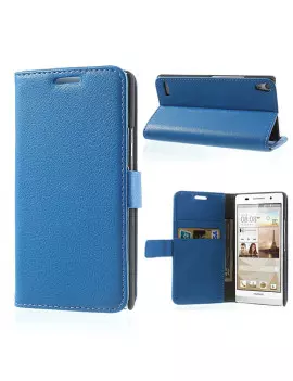 Cover Flip a Portafoglio Carta Credito per Huawei Ascend P6 Blu