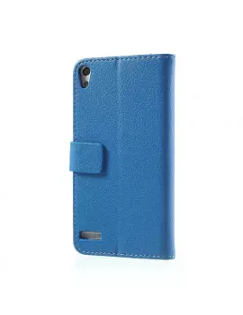 Cover Flip a Portafoglio Carta Credito per Huawei Ascend P6 Blu