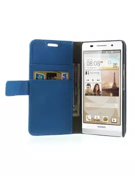 Cover Flip a Portafoglio Carta Credito per Huawei Ascend P6 Blu