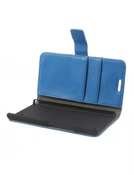 Cover Flip a Portafoglio Carta Credito per Huawei Ascend P6 Blu