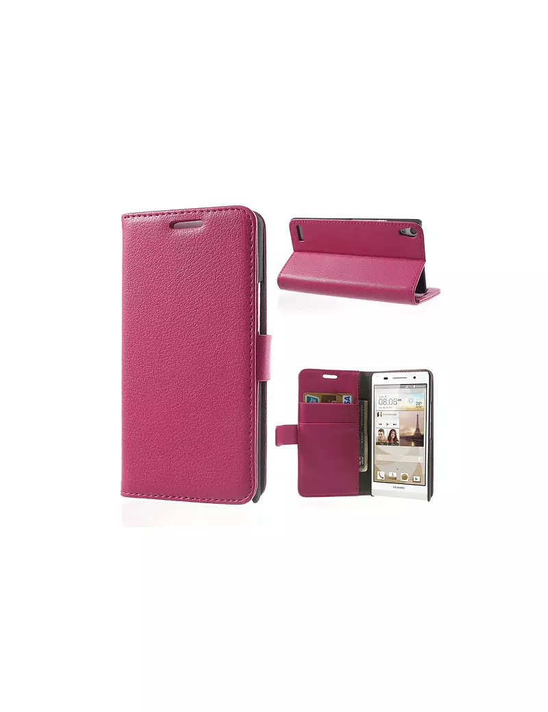 Cover Flip a Portafoglio Carta Credito per Huawei Ascend P6 Rosa