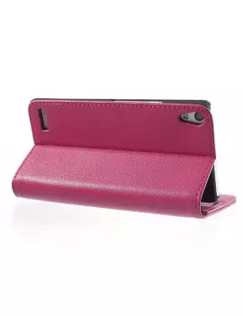 Cover Flip a Portafoglio Carta Credito per Huawei Ascend P6 Rosa