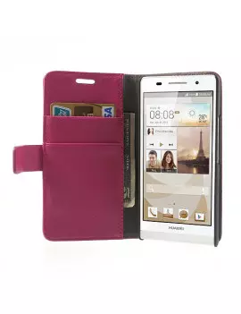 Cover Flip a Portafoglio Carta Credito per Huawei Ascend P6 Rosa