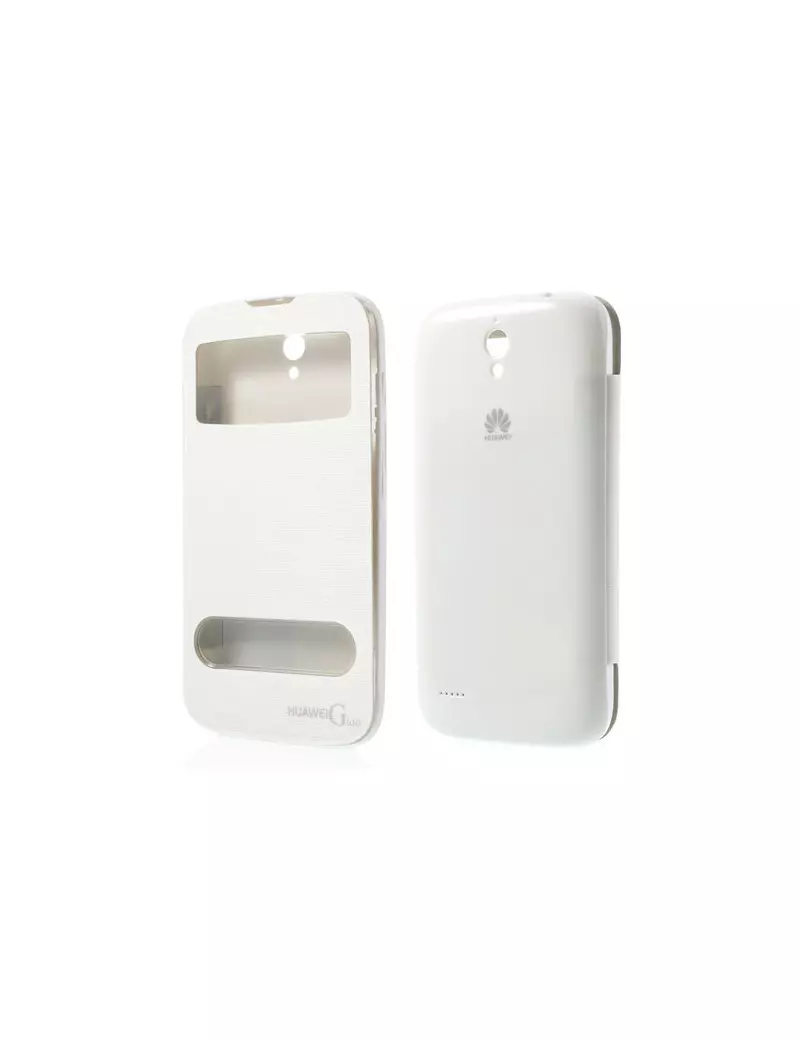 Cover Flip a Portafoglio Copribatteria S-View per Huawei Ascend G610 (Bianco)