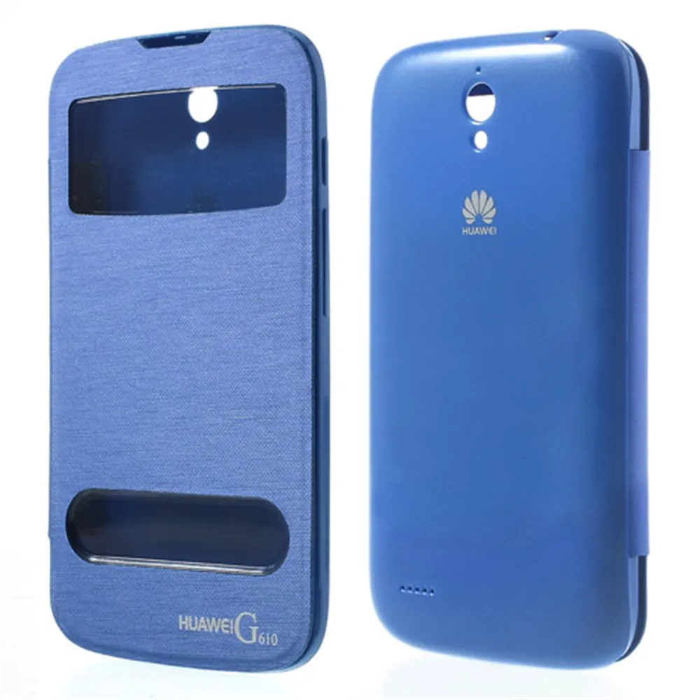 Cover Flip a Portafoglio Copribatteria S-View per Huawei Ascend G610 (Blu)