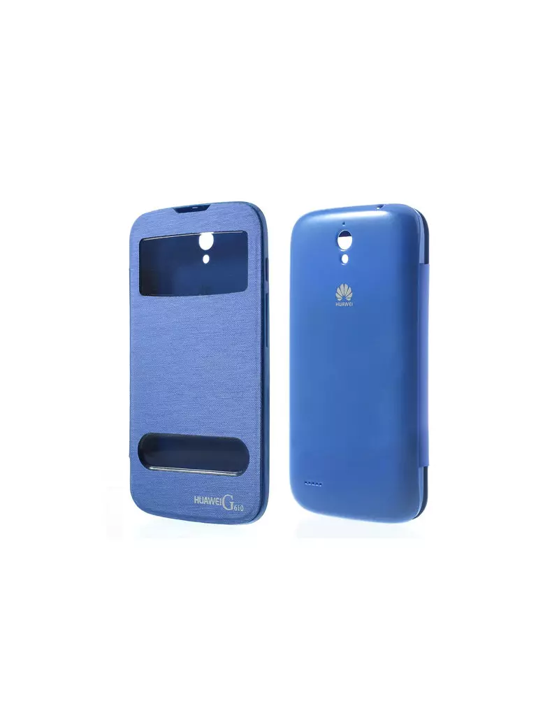 Cover Flip a Portafoglio Copribatteria S-View per Huawei Ascend G610 (Blu)