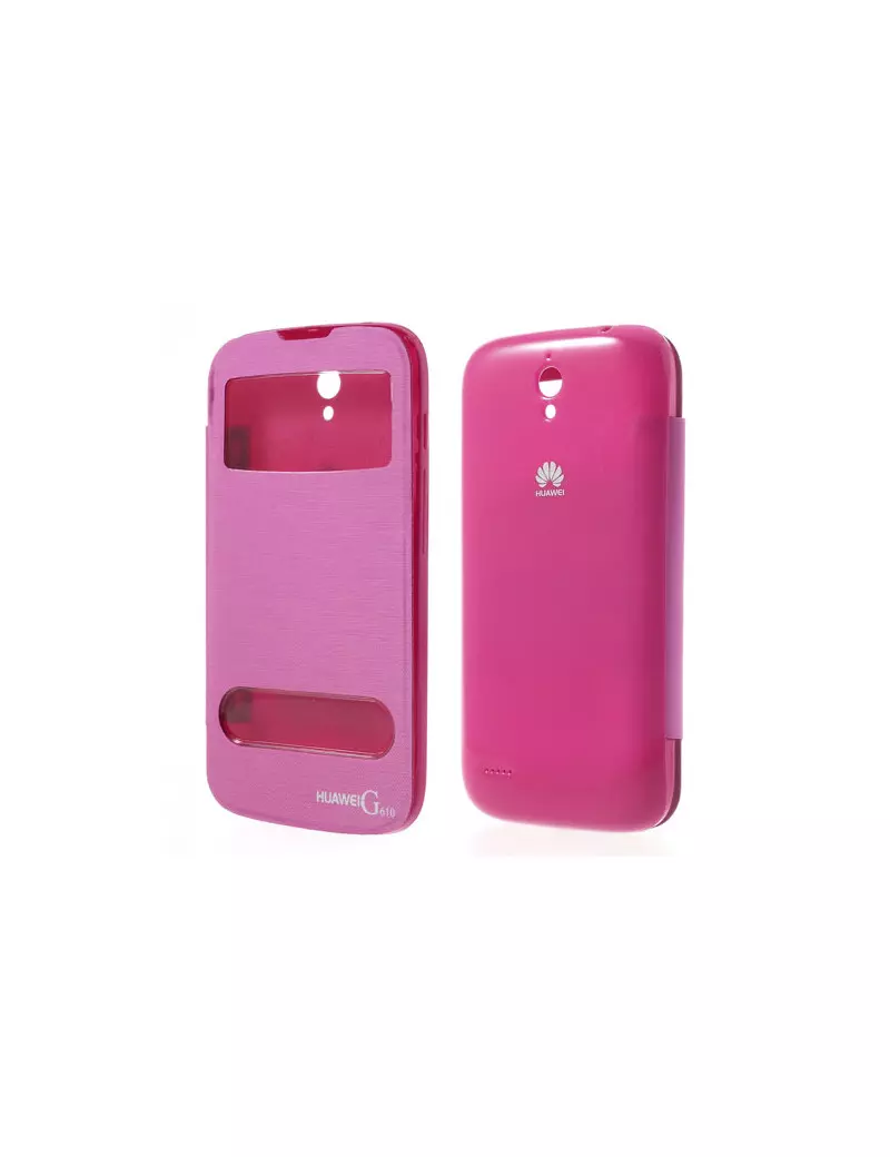 Cover Flip a Portafoglio Copribatteria S-View per Huawei Ascend G610 (Fucsia)