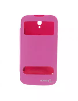 Cover Flip a Portafoglio Copribatteria S-View per Huawei Ascend G610 (Fucsia)