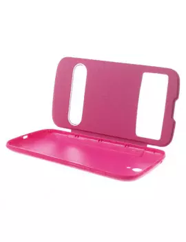 Cover Flip a Portafoglio Copribatteria S-View per Huawei Ascend G610 (Fucsia)