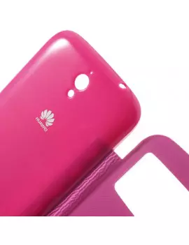 Cover Flip a Portafoglio Copribatteria S-View per Huawei Ascend G610 (Fucsia)