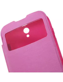 Cover Flip a Portafoglio Copribatteria S-View per Huawei Ascend G610 (Fucsia)