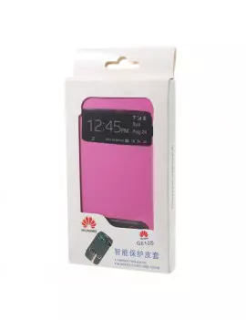 Cover Flip a Portafoglio Copribatteria S-View per Huawei Ascend G610 (Fucsia)