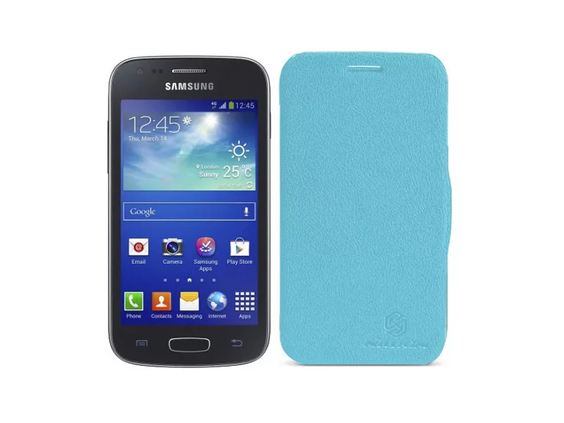 Cover Flip a Portafoglio Copribatteria per Samsung Galaxy Ace 3 S7270 S7275 (Azzurro)