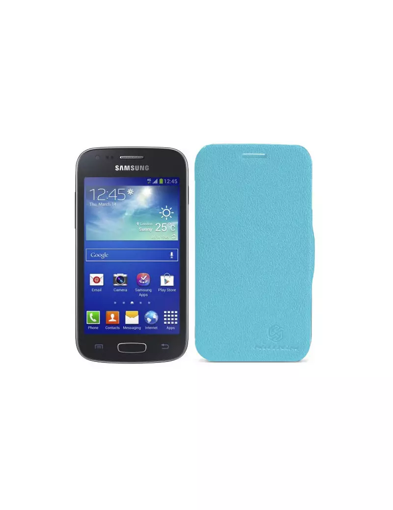 Cover Flip a Portafoglio Copribatteria per Samsung Galaxy Ace 3 S7270 S7275 (Azzurro)