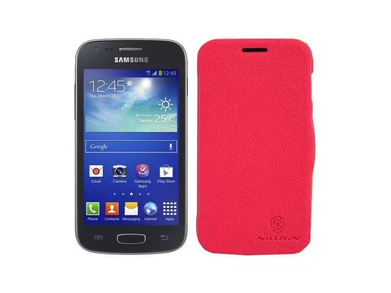 Cover Flip a Portafoglio Copribatteria per Samsung Galaxy Ace 3 S7270 S7275 (Rosso)
