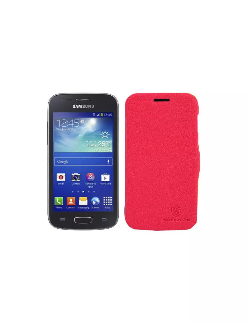 Cover Flip a Portafoglio Copribatteria per Samsung Galaxy Ace 3 S7270 S7275 (Rosso)