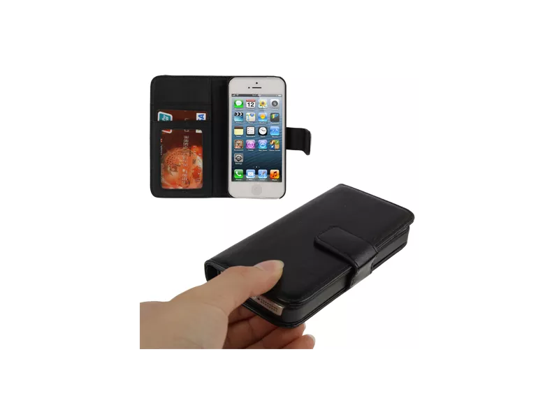 Cover Flip a Portafoglio Carta Credito per iPhone 5 5S Nero 6922468930344