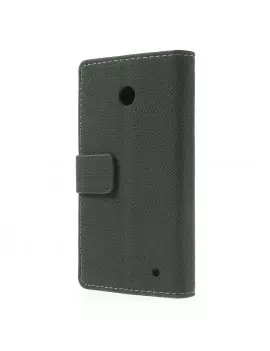 Cover Flip a Portafoglio in Cuoio per Nokia Lumia 630 (Grigio Scuro)