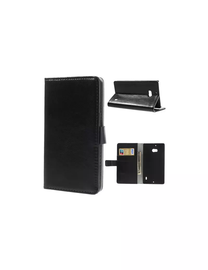 Cover Flip a Portafoglio in Ecopelle per Nokia Lumia 929 930 (Nero)