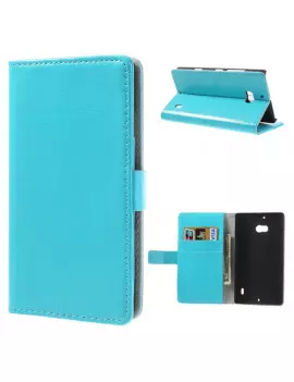 Cover Flip a Portafoglio in Ecopelle per Nokia Lumia 929 930 Azzurro