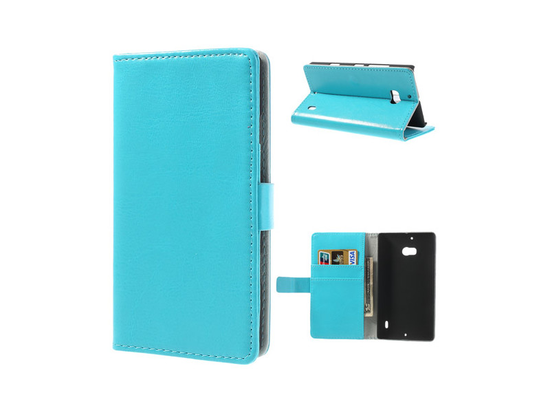 Cover Flip a Portafoglio in Ecopelle per Nokia Lumia 929 930 Azzurro