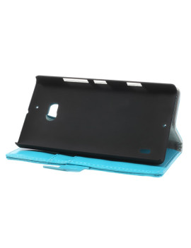Cover Flip a Portafoglio in Ecopelle per Nokia Lumia 929 930 Azzurro