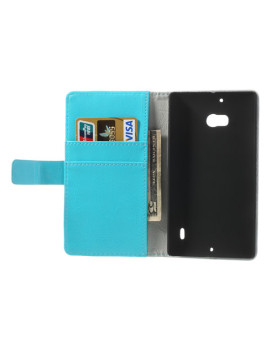 Cover Flip a Portafoglio in Ecopelle per Nokia Lumia 929 930 Azzurro