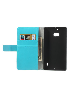 Cover Flip a Portafoglio in Ecopelle per Nokia Lumia 929 930 Azzurro