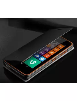 Cover Flip a Portafoglio in TPU ed Ecopelle per Nokia Lumia 630 Nero 5712579093820