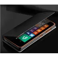 Cover Flip a Portafoglio in TPU e Ecopelle per Nokia Lumia 630 (Nero)