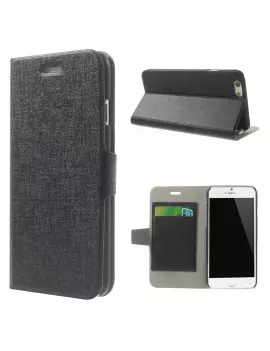 Cover Flip a Portafoglio in Ecopelle e Policarbonato per iPhone 6 4,7 Pollici Nero