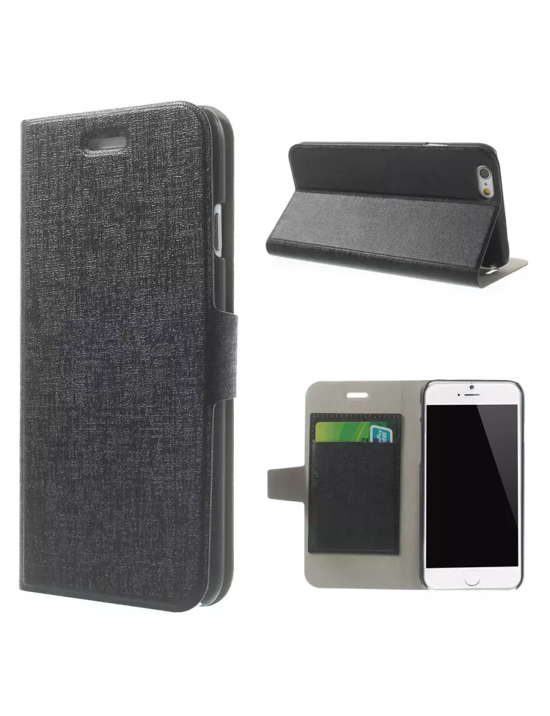 Cover Flip a Portafoglio in Ecopelle e Policarbonato per iPhone 6 4,7 Pollici Nero