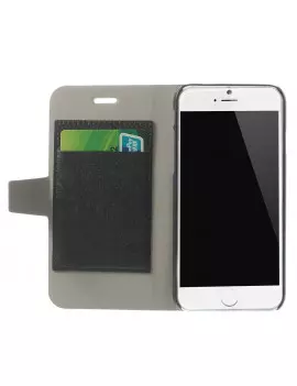 Cover Flip a Portafoglio in Ecopelle e Policarbonato per iPhone 6 4,7 Pollici Nero